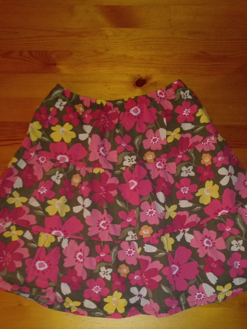 Gymboree Pink Floral Tiered Skirt with Yellow Accents